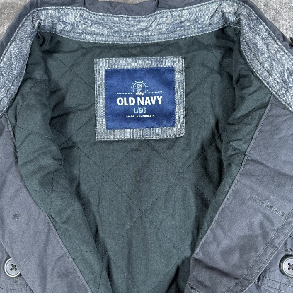 Old Navy Shirt‎ Jacket Men's Large Gray Quilted Long Sleeve Button Up Outdoor - Picture 3 of 6